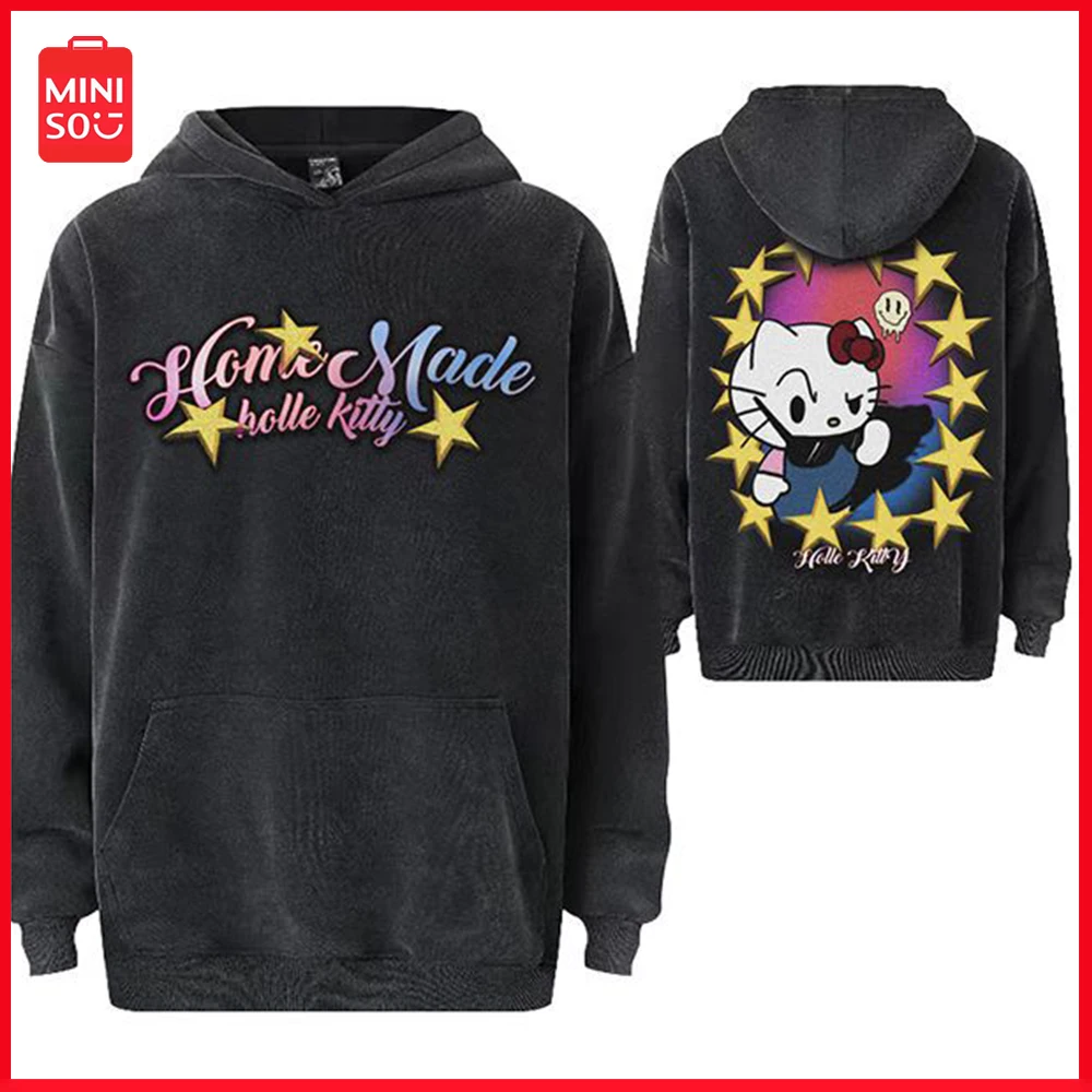 

New Sanrio Padded Hooded Sweatshirt Men Women Couple Loose Casual Hoodie Hellokitty Fall Winter Warm Pullover Hip-Hop Sport Top