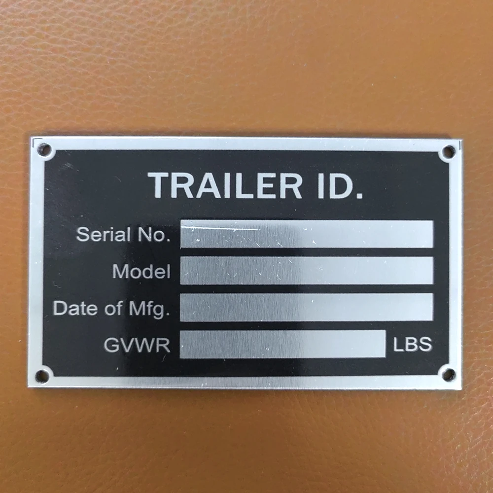 Heavy Duty Aluminum Trailer ID Tag Vin Plate Serial GVWR Medical Blank Powder Coated Finish RV Parts Camper Accessories double sides pei powder coated plate sheet surface pei bed magnetic base bed pei for ender 3 voron kp3s 180 220 235 310 350mm