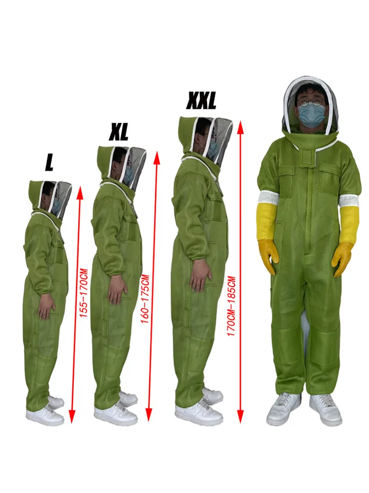 Traje De Apicultor Protector Completo - Incluye Mono, Capucha Con Velo Y Guantes - Tela 3D Transpirable, Anti-picaduras - Tallas L, XL, XXL - Color Verde