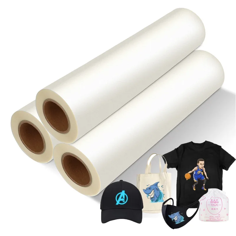 최고급 롤 DTF PET 필름 PET 릴리즈 필름 (DTF 프린팅용) 30cm 33cm 60cm 핫/콜드 필 75U 두께