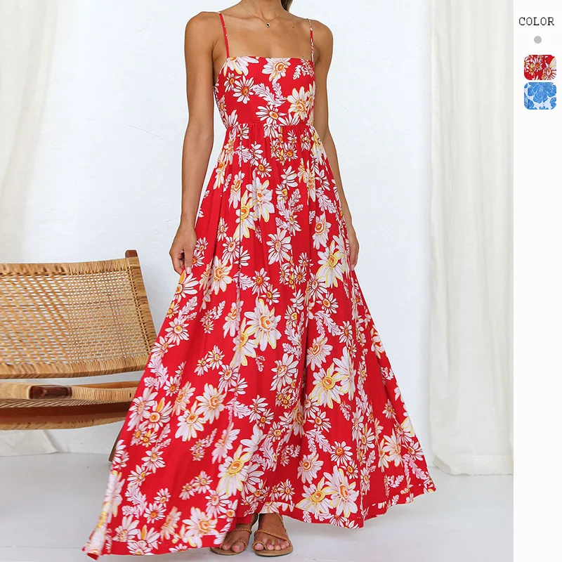 

Summer High Waist Suspender Dress Independent Station 2023 Elegant Sleeveless Printed Dress