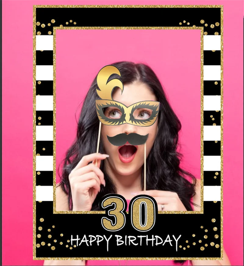 1Set 18 30 40 50 60 Year Old Paper Hand held Birthday Photography Props Adult Anniversary Happy Birthday Party Decor Articles