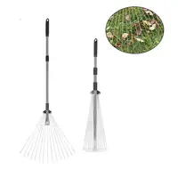 Garden Leaf Rake Expandable Cleaning Leaves Sticks and Debris Telescoping Handle Lightweight for Flower Beds Roof Gardening Yard 1