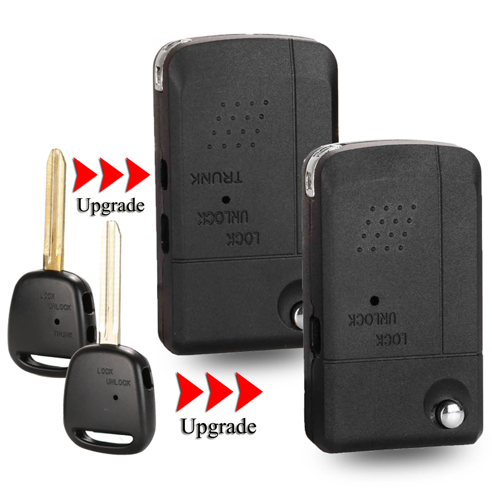 

jingyuqin Upgrade Folding Car Key Shell For Toyota Carina Harrier Previa Corolla 1/2Buttons With TOY43/TOY48 Blade Case Cover