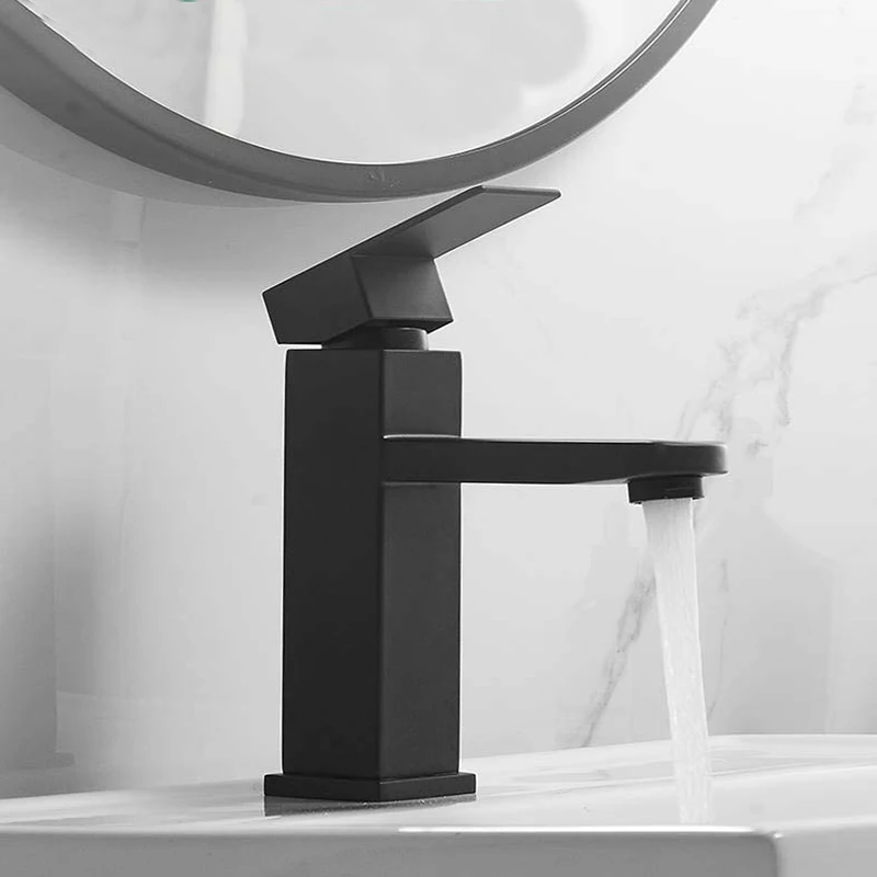 Black Faucet Waterfall Faucet Countertop Stainless Steel Black Faucet