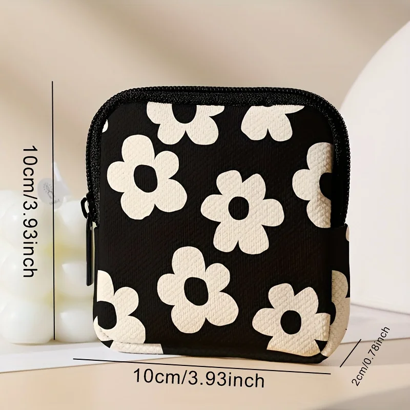 1 small flower pattern printed large capacity coin wallet, digital printed coin wallet storage bag, ideal choice for gifts