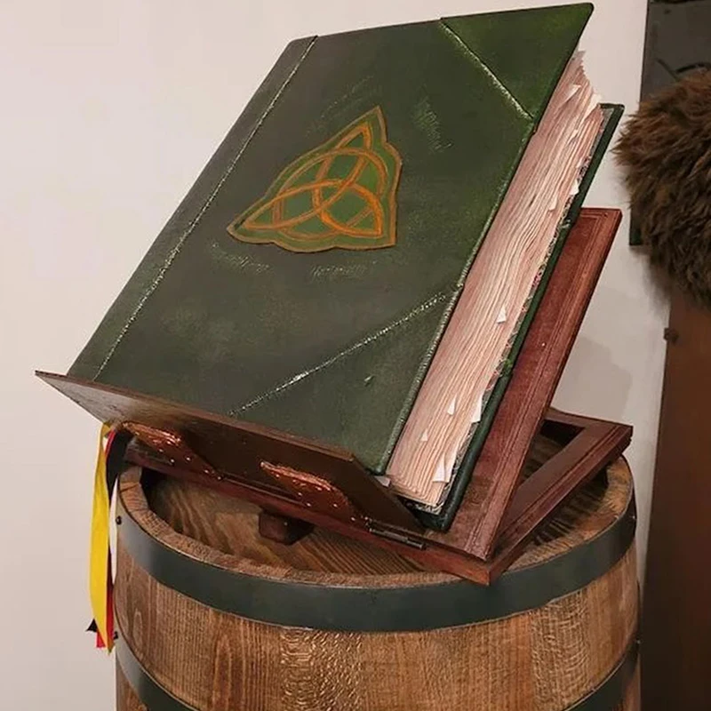 

1pc Book Of Shadows Green Cover Bound Blank And Lined Journal 350 Pages Spells Records Spellbook Retro Gifts