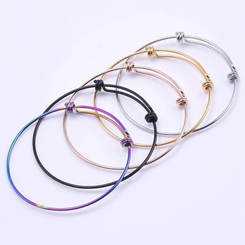 5PCS Stainless Steel Bracelet for Women Expandable Diameter Viking DIY Thread Twist Bangles Adjustable Jewelry Pulseiras Feminin 6