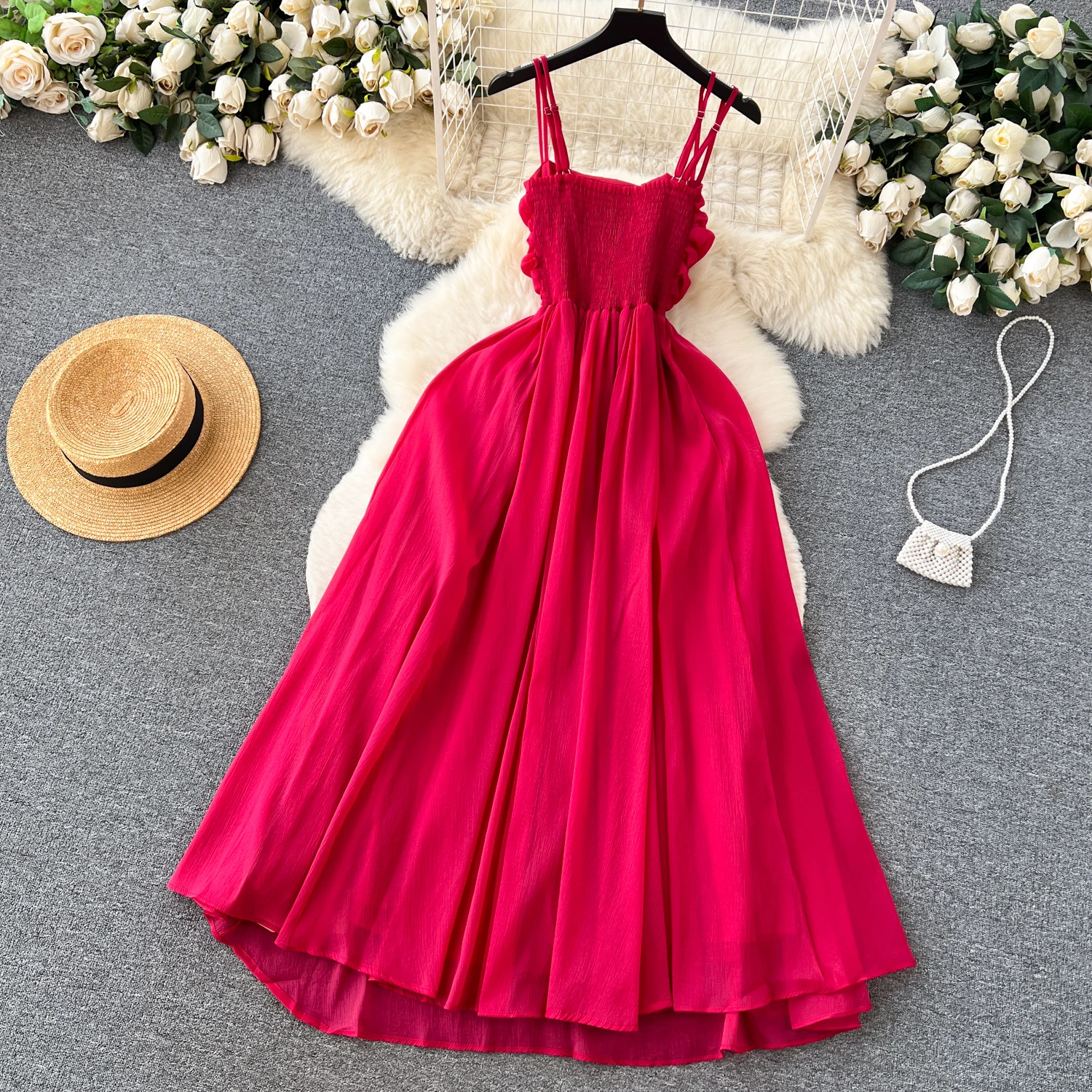 Women Sexy Beach Dress Summer Pleated Strapless Long Dresses Ladies Elegant Slim A-line Backless Boho Long Robe Vestidos