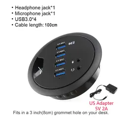 Sleek In - Desk USB 3.0 Hub with Power Adapter and Audio Ports (334US)