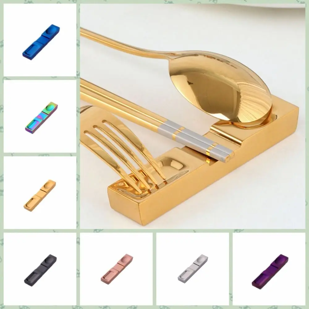 

Rectangle Stainless Steel Chopstick Rest Japanese-style Long Strip Cutlery Rack Smooth Surface Chopstick Pillow Dining Table