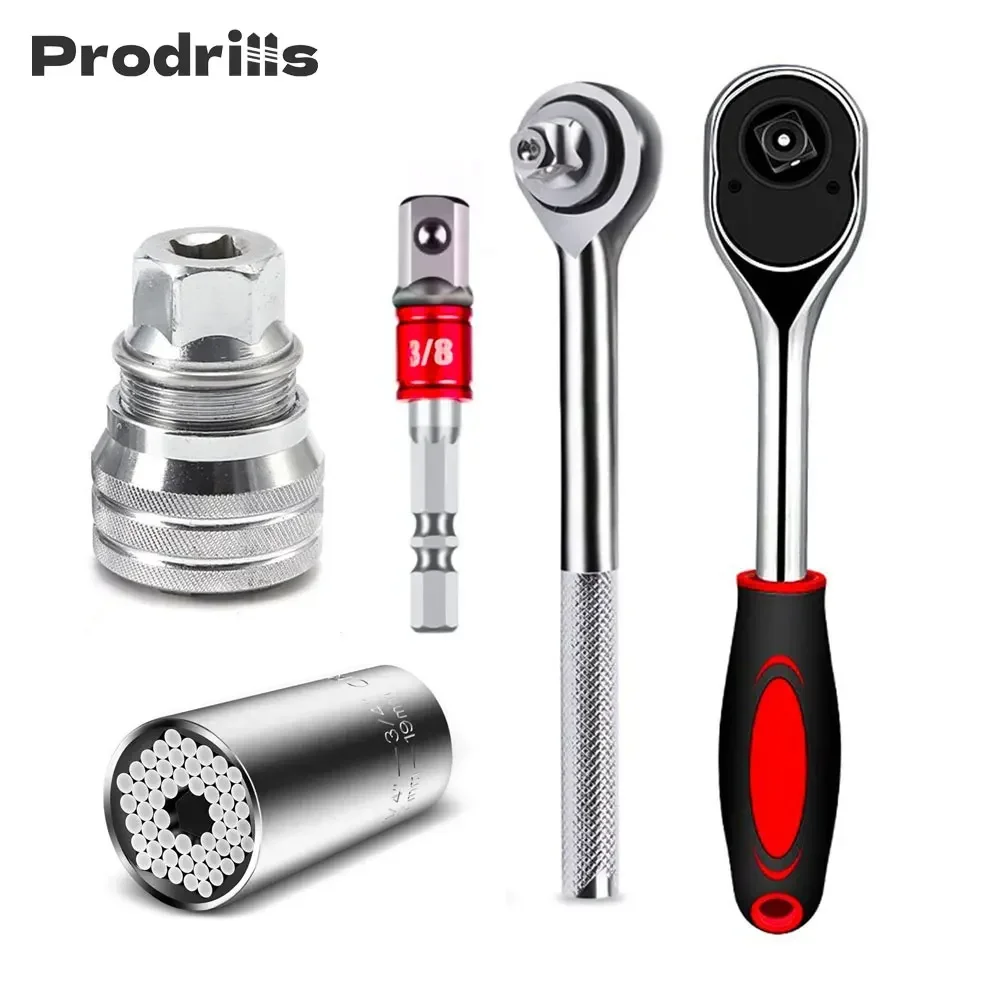 

Prodrill Universal Sleeve Wrench Socket Converter 3/8" Drive Adjustable Maintenance Adapter Head Spanner Repair Tool