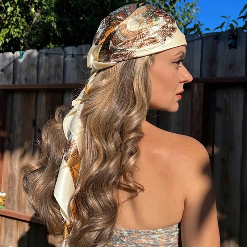 Luxury Silk Head Scarf - Soft Summer Foulard Bandana for Women