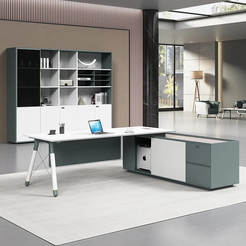 Study Computer Office Desk Conference Drawers Executive Storage Office Desk Corner Scrivania Bianca High End Furniture HDH corner desk high gloss white 145x100x76 cm chipboard