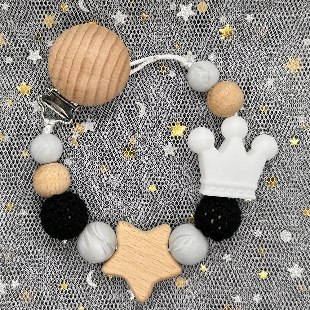 Custom Personalized Name Baby Pacifier Clip Chain Holder for Baby Teething Soother Chew Toy Food Grade Dummy Clips Pacifier Chain Pacifier Clip Pacifier Accessories Teether Clip