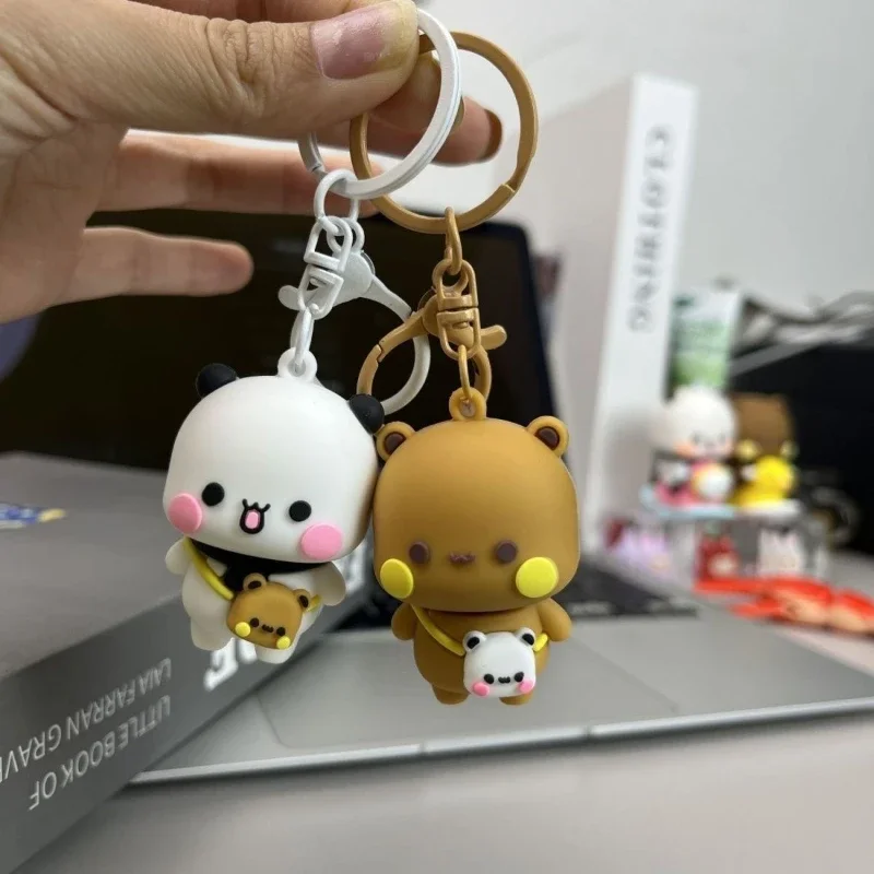 Panda Bubu and Yier Key Holder Charm Keychain Backpack Cute Cartoon Bear Doll Anime Key Ring Couple Jewelry Valentine's Day Gift 3