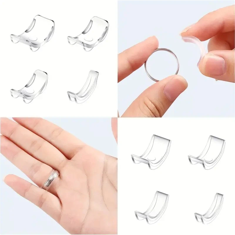 8pcs Plastic Ring Size Adjuster Set - Transparent Ring Adjustment Pad