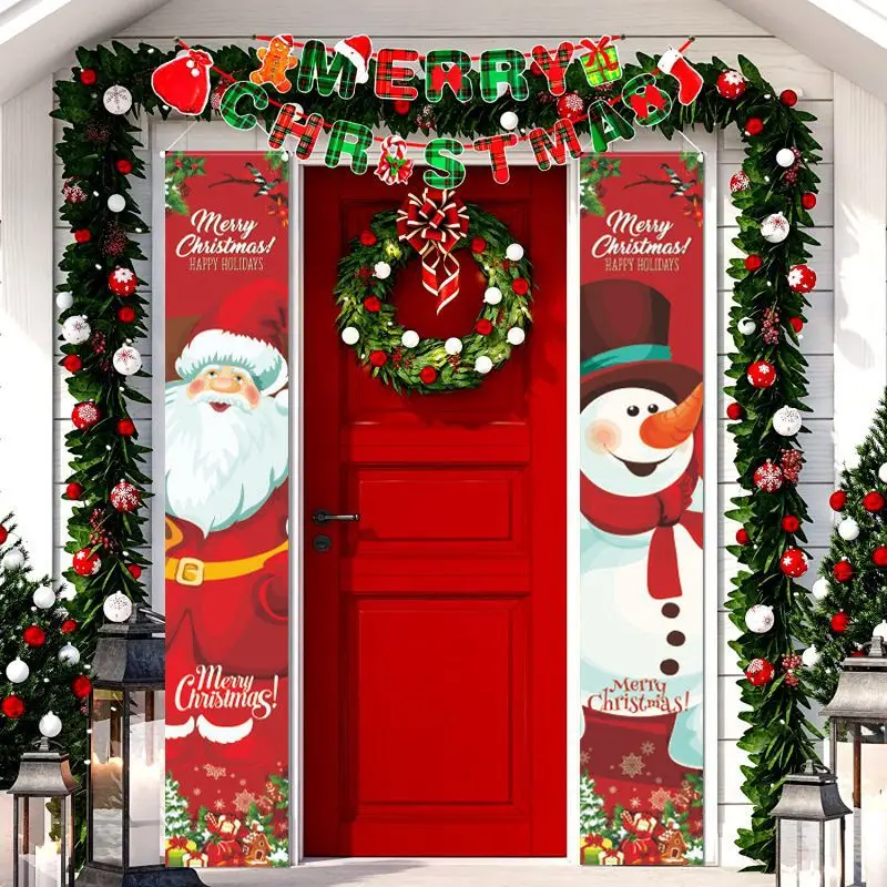 Santa Claus Hanging Cloth Holiday Atmosphere Decoration Hanging Flag, Christmas Banner, Christmas Decoration, for Home Parties