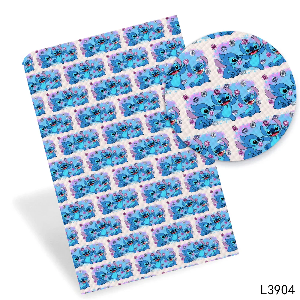 Stitch Minnie Cartoon Diseny Summer Faux Leather Fabric 136*30CM for Hairbows DIY Craft Materials Fabric