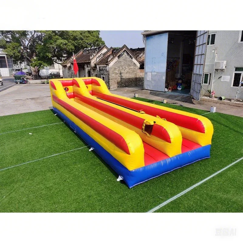 Hot Carnival Inflatable Bungee Run Challenge Race Dual Lane Sport Games Bungee Run Air Track For Party Rental