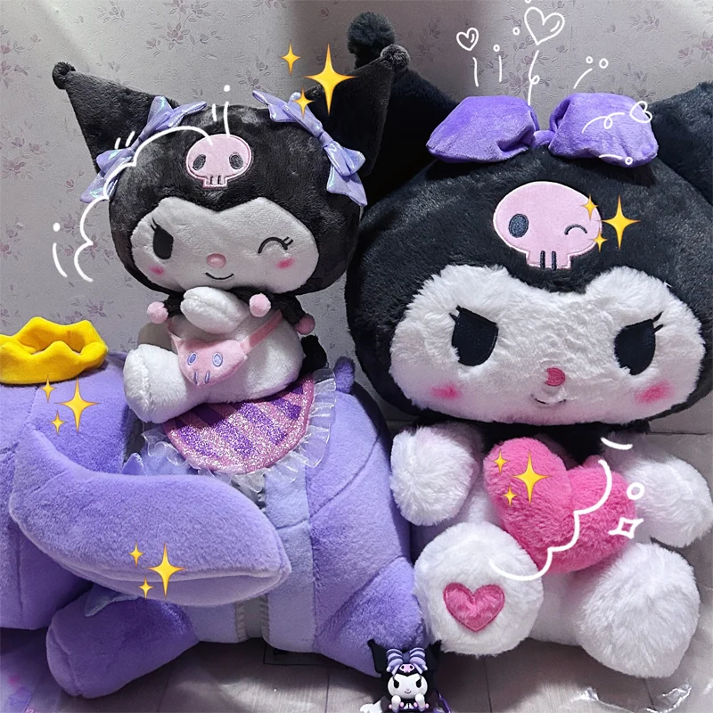 

42x45cm Kawaii Kuromi Plush Dolls Sanrio Cute Plushies Childhood Series Princess Kuromi Christmas Birthday Gifts For Girls