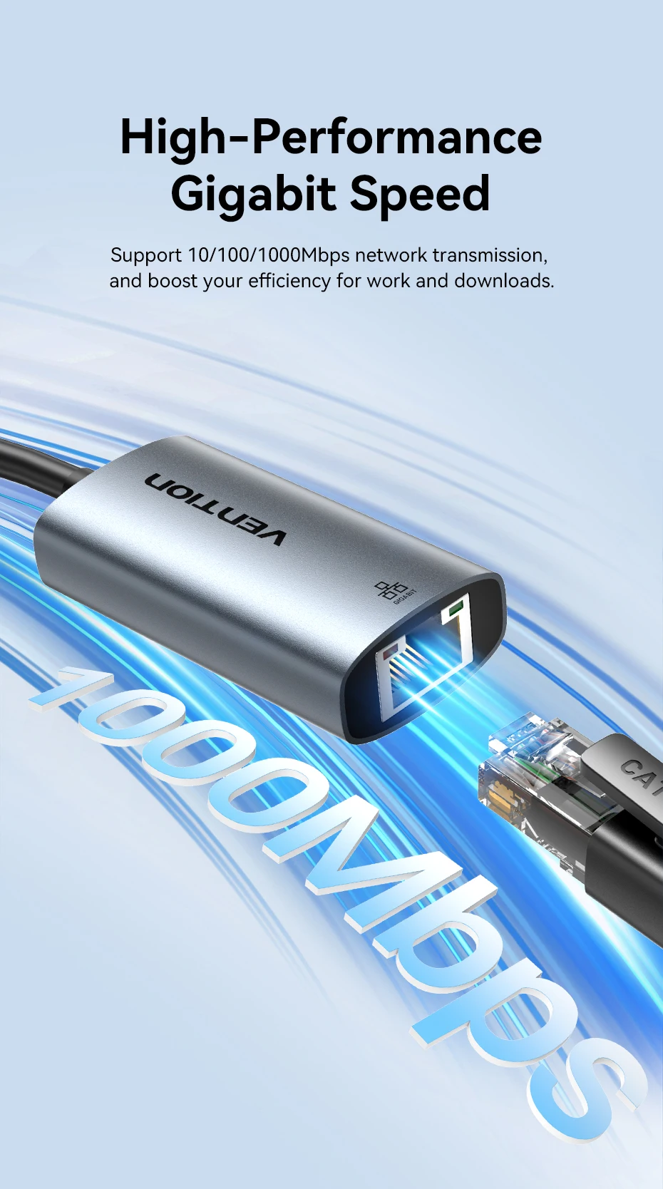 USB Ethernet Adapter 1000/100Mbps USB 3.0 RJ45 Lan for Laptop Macbook Switch iPa