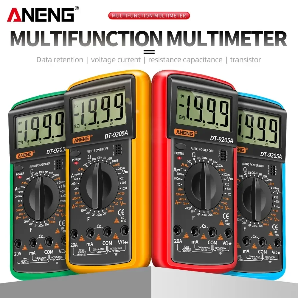 Digital Multimeter Transistor Tester Multimeter Tester ANENG DT9205A Digital Multimeter AC/DC Transistor Tester Electrical NCV Test Meter Profesional Analog Auto Range Multimetro