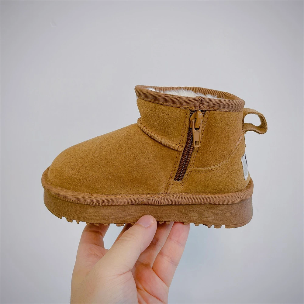 Winter children's outdoor snow boots boys girls mini sheepskin plush warm boots children's large cotton warm cotton baby boots winter snow boots