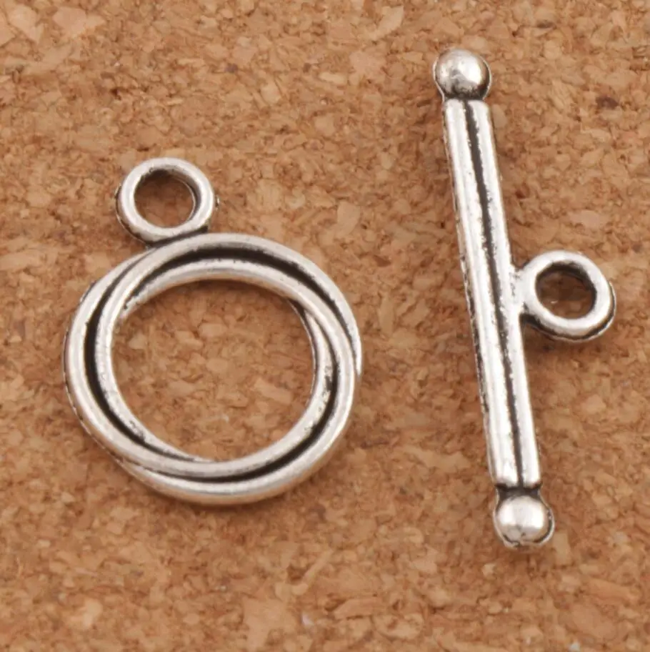 

Twist Ring Alloy Toggle Clasp Antique Silver 13x16.7mm 25sets Jewelry Findings L837