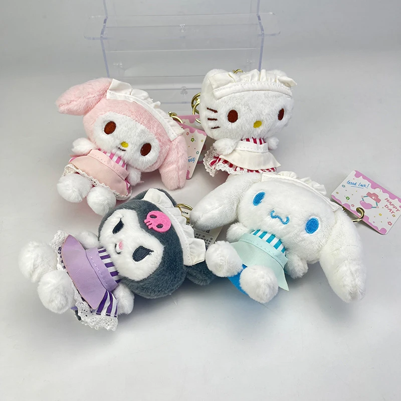 

Anime Sanrio Kuromi Plush Keychain Hellokitty My Melody Cinnamoroll Stuffed Plush Doll Keyring Kawaii Backpack Pendant Ornaments
