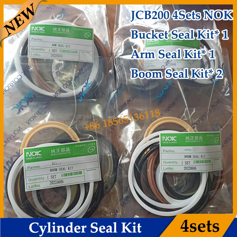 

4Sets JCB200 JS200 Boom Bucket Arm Cylinder Seal Kit for JCB Excavator Hydraulic Parts Repair Oil Seal