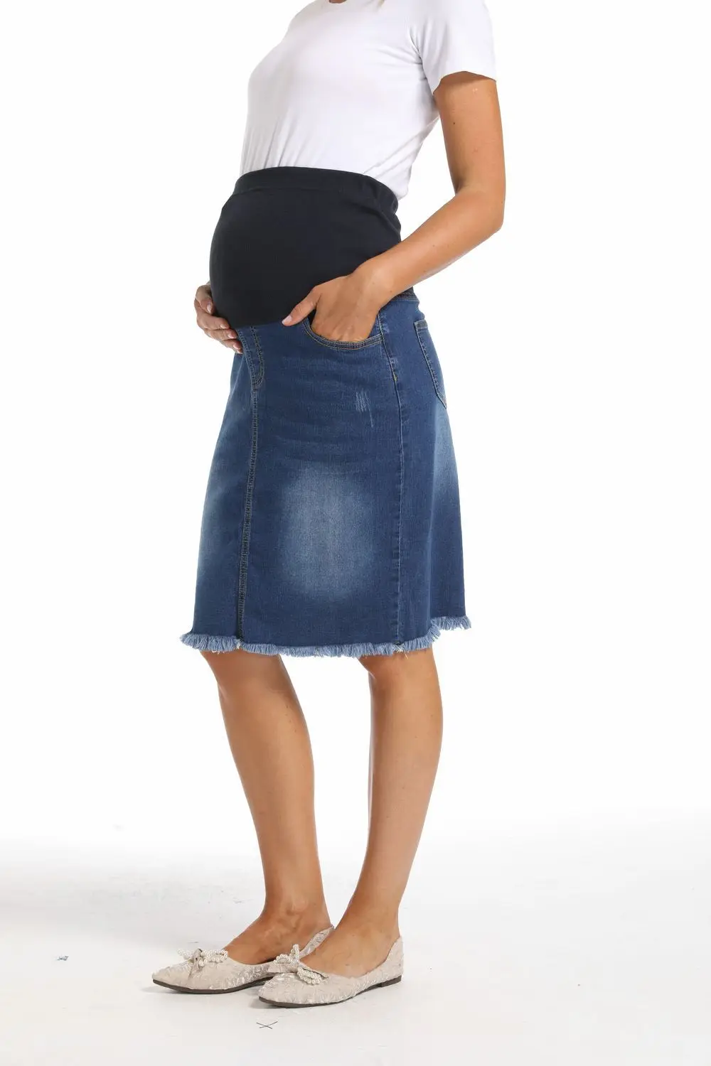 Summer Autumn Jag Denim Maternity Skirts Premama Fashion Elastic High Waist Stretch Jean Skirt Casual Pregnant Women Clothes 2XL