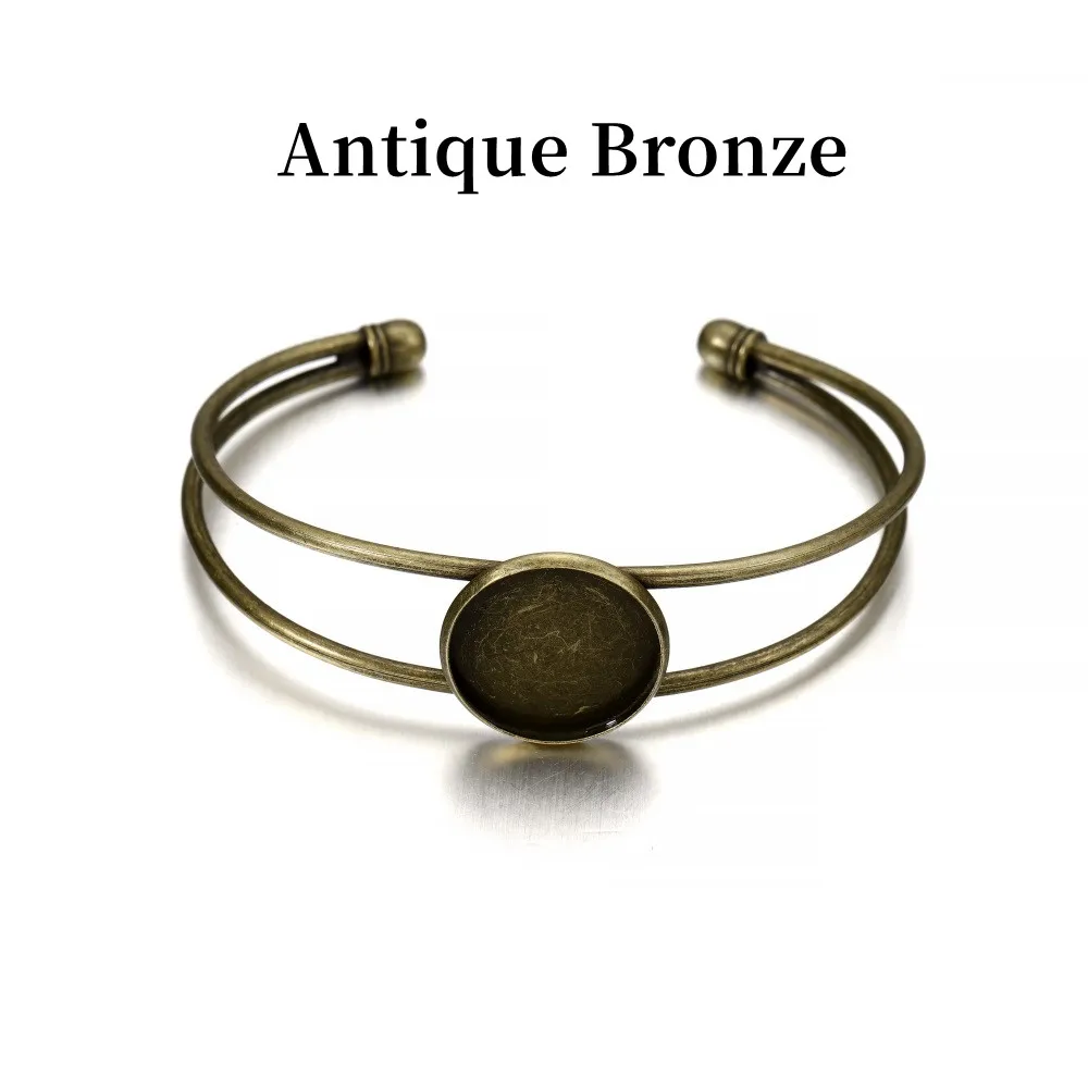 Gold Bangle Bracelet with Cabochon Base
