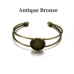 Gold Bangle Bracelet with Cabochon Base - 25mm (Antique Bronze)
