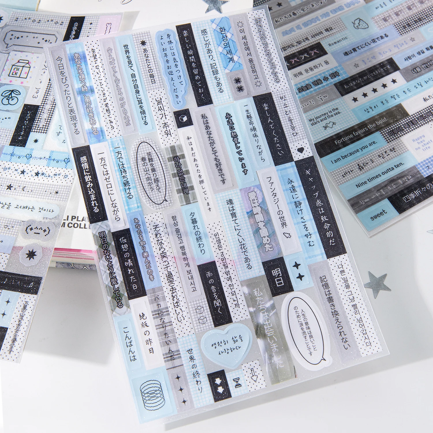 PET Korean phrases Stickers INS Decorative handmade Scrapbooking Material Diary Album Craft Supplies 3 Sheets stationery stickers diy scrapbooking accessories