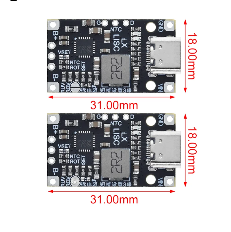 Tzt Typ-C USB 2/3s BMS 15W 8,4 V 12,6 V 1,5 A Lithium-Batterie-Lade-Boost-Modul mit ausgewogener Unterstützung Schnell ladung – Detail 15