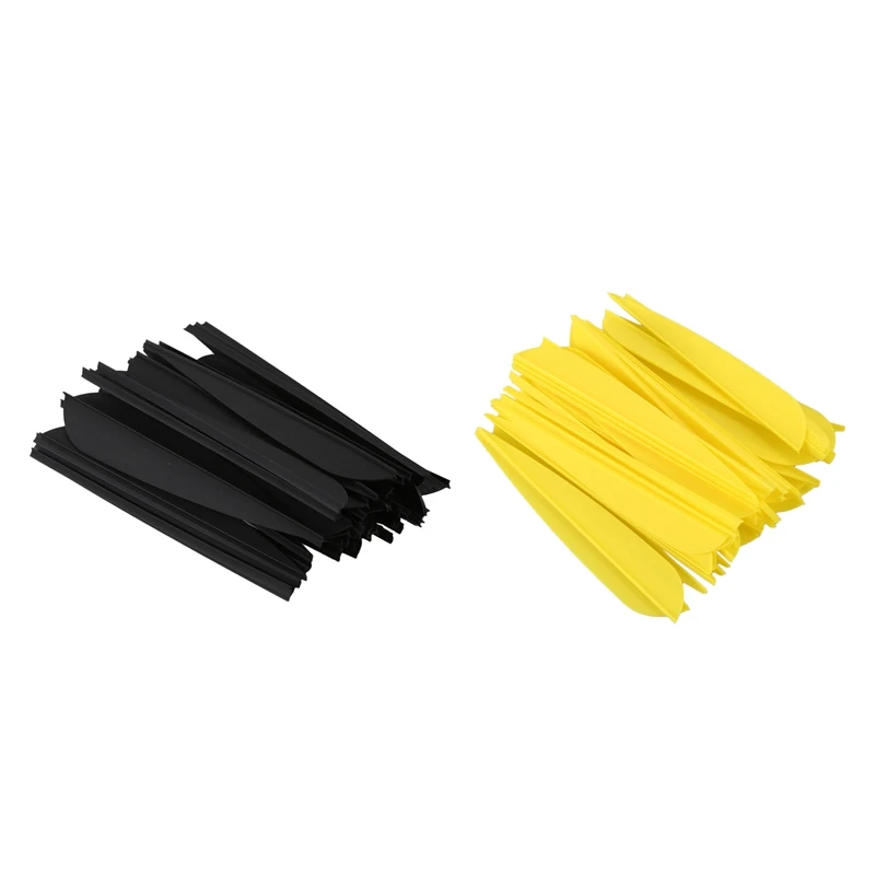 

100 Pcs Arrows Vanes 4 Inch Plastic Feather Fletching For DIY Archery Arrows (Black & Yellow)