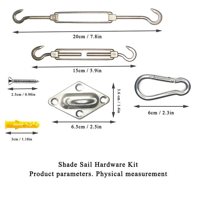 Shade Sail Hardware Kit, 304 Rozsdamentes Acél Készlet Négyzet Alakú/Téglalap Árnyékos Vitorla, Rögzítőelemes Felszerelés A Kerti Medencéhez - Image 2