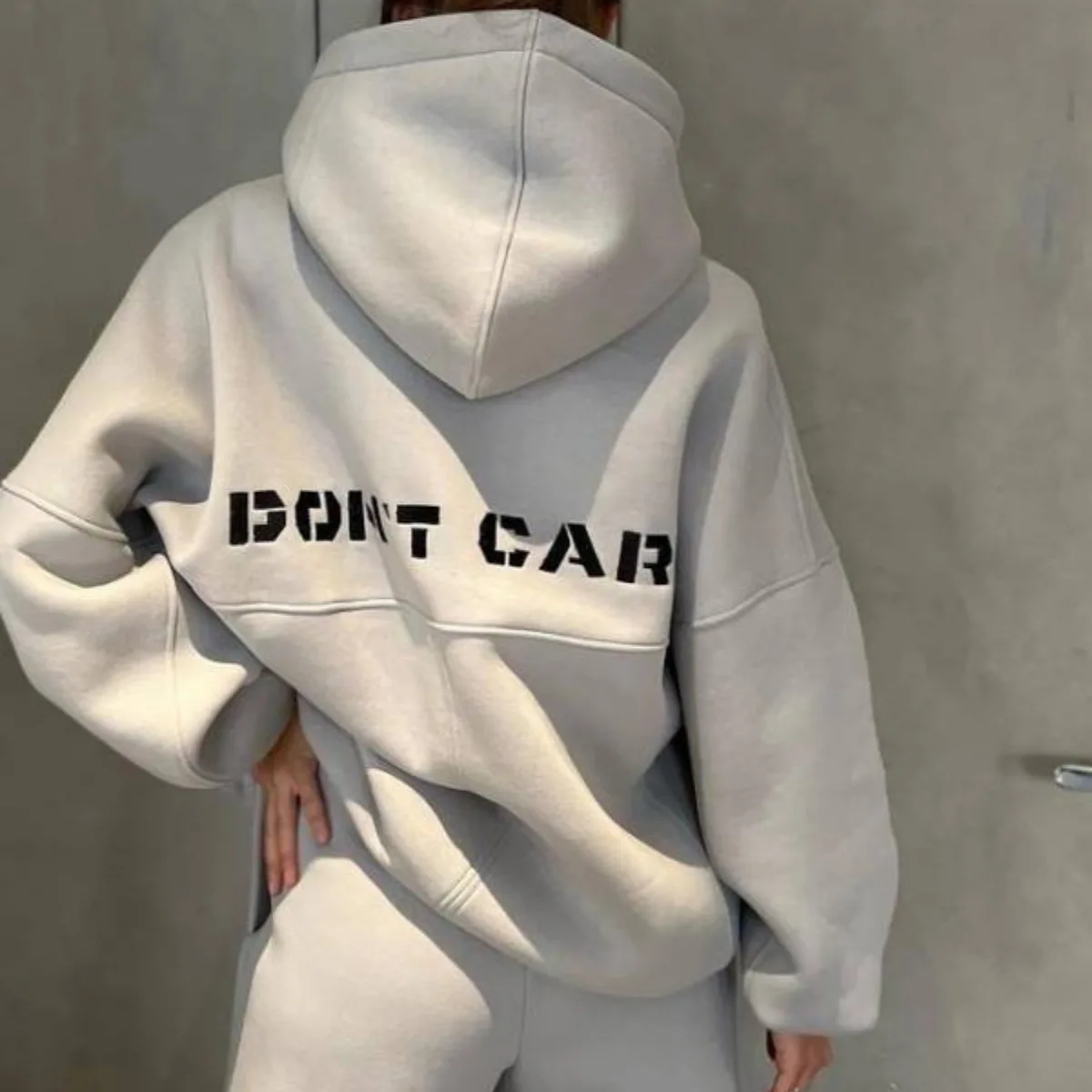Two Piece Drawstring Set Long Sleeved Letter Print Hoodies Loose Sweatshirt Jogging Pants Outfits Autumn Women Sports Clothing