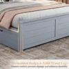 Twin Bed Frame with Headboard, Platform Bed with 4 Storage Drawers, Wood Bed Frame for Bedroom, Wood Slats Support, Grey 6