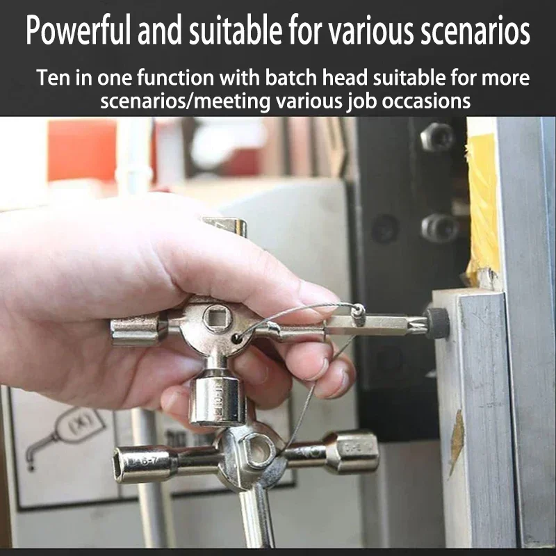 Description Picture 3 of itemPortable Snow Wrench Multifunction 10 in 1 Key Wrench Elevator Repair Door Valve Radiator Faucet Triangle Electric Control Box