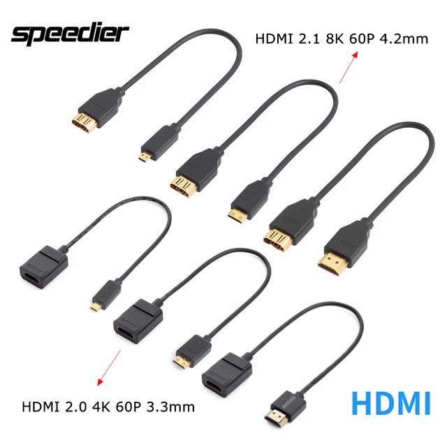 Câble adaptateur HDMI mini mâle vers micro HDMI de 30 cm