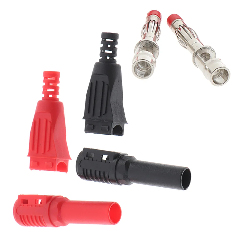 2 Stuks Bananenplug Connector Mannelijke Haakse Geïsoleerde Draad Soldeer Diy Voor 4Mm Gehulde Bananenvijzels