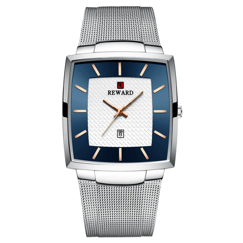 Watch For Men Square Quartz Watch Business Simple Fashion Leisure Nightlight Waterproof Calendar Mesh Men Watch Renoj Hombre