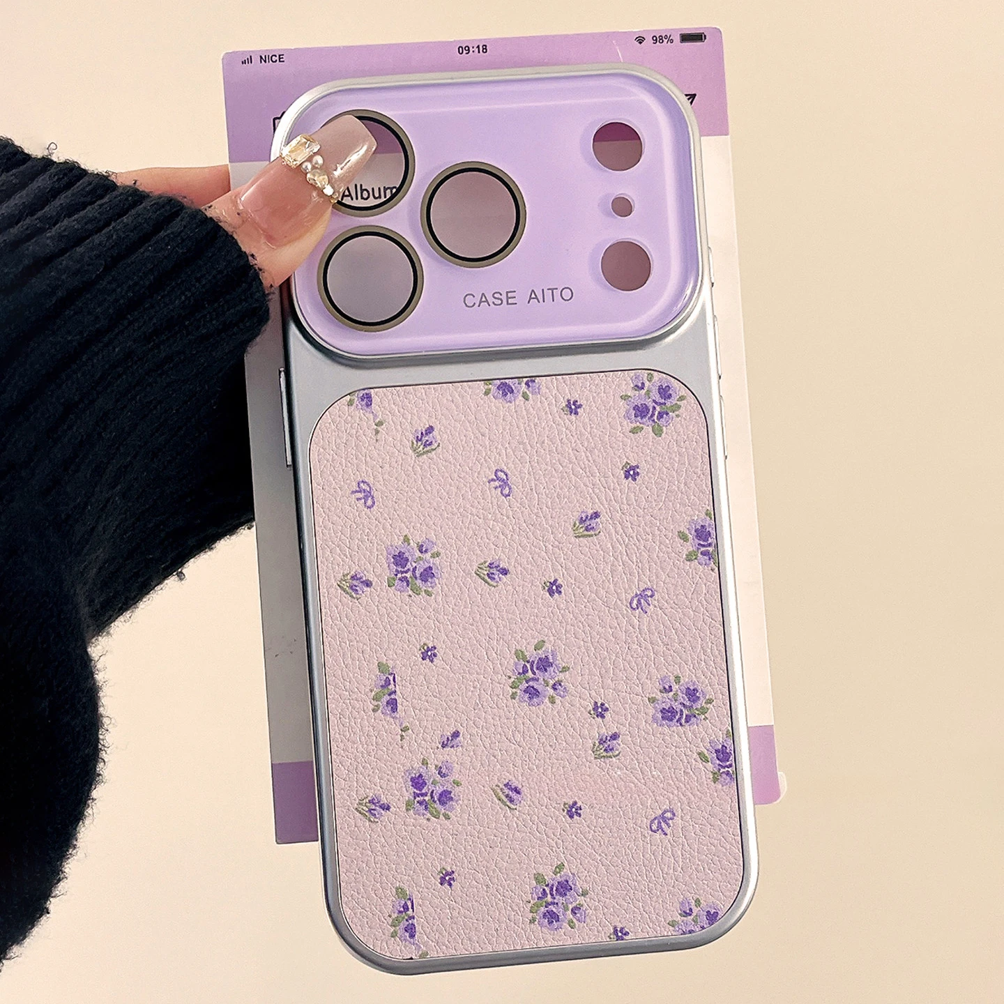 Luxury Floral Window Phone Case with Camera Protector - Shockproof Ultra Slim Design