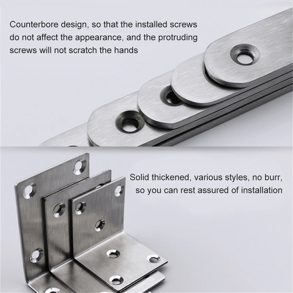 Description Picture 3 of itemStainless Steel Corner Bracket Hardware Thickened Square Corner Code 90-degree Right Angle L-shaped Fixed Bracket Connector