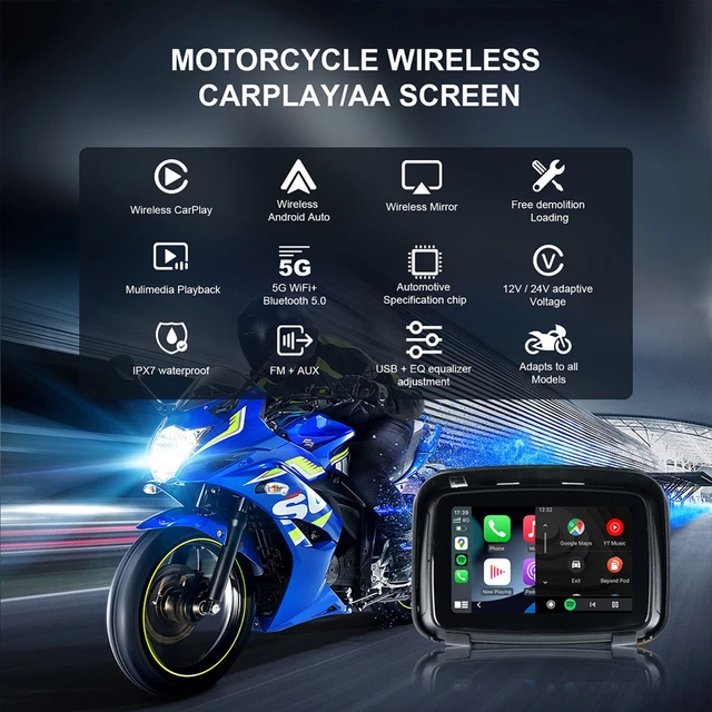 Navigateur GPS sans fil pour moto, Portable, 5 pouces, Carplay, support  Android Auto - AliExpress