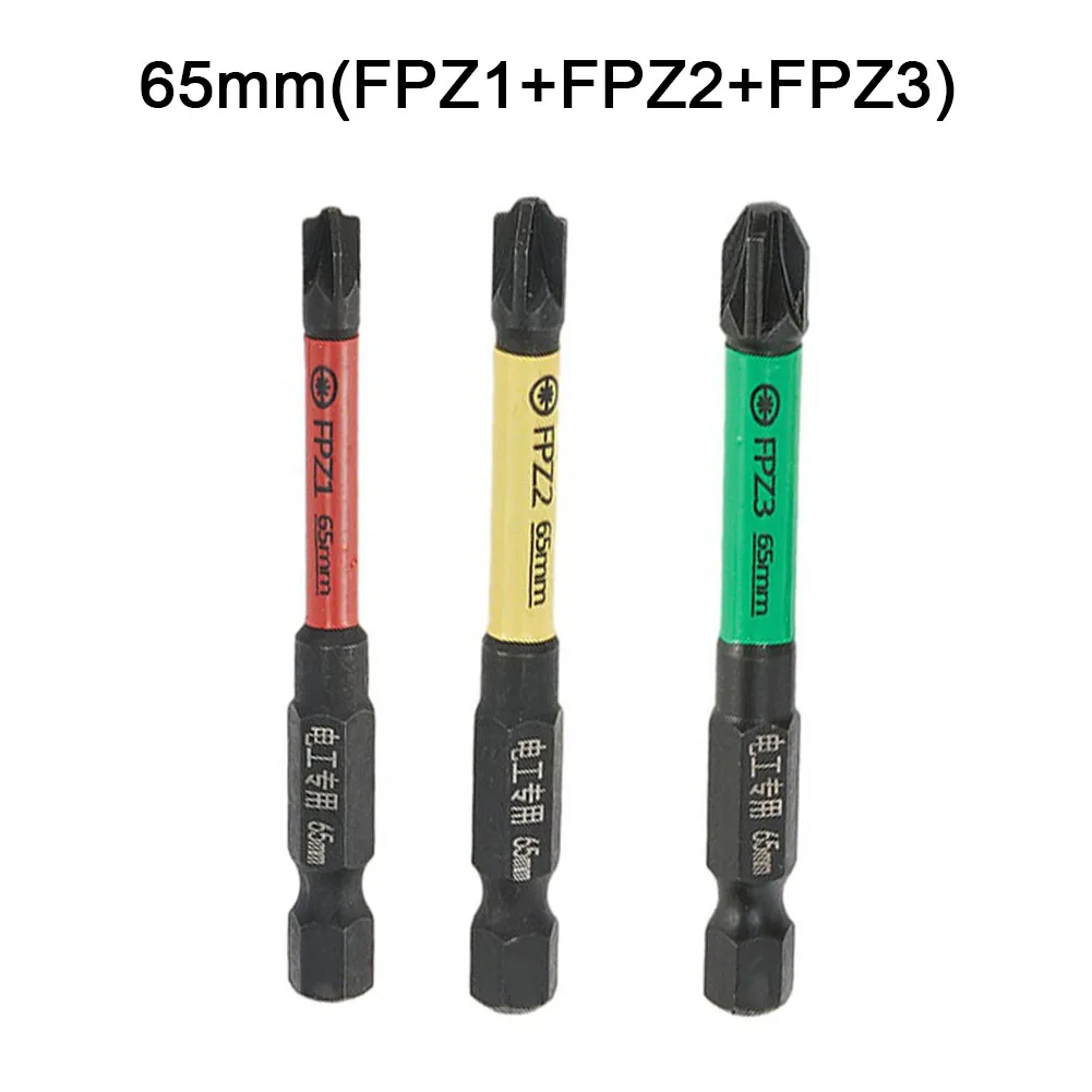 

3pcs 65mm Magnetic Special Cross Screwdriver Bit Batch Head FPZ1 FPZ2 FPZ3 For Electrician Non-slip Nutdrivers