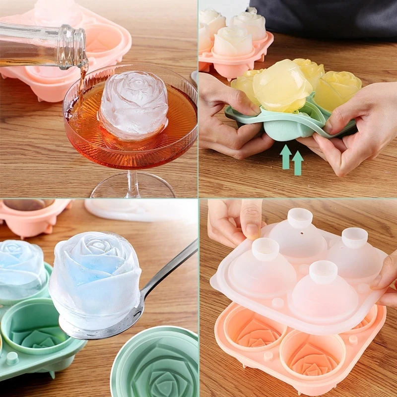3D Rose Flower Ice Cube Maker Teddy Bear Ice Cube Mold Cake Mould Tray Ice  Cream DIY Tool Whiskey Wine Cocktail Mold - AliExpress