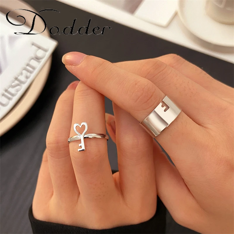 Conjunto anillos con cerradura de llave para hombre y mujer, anillos para enamorados, Color dorado, para amistad, compromiso, boda, joyería abierta, regalos para pareja|Anillos| - AliExpress